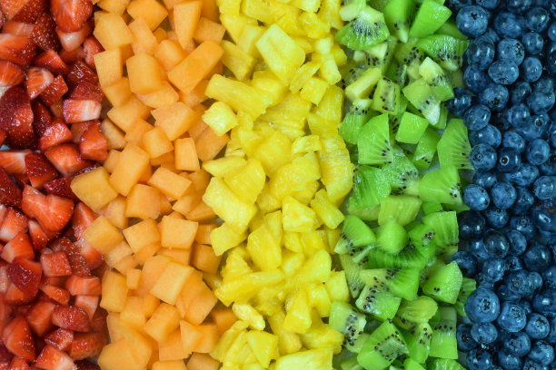 彩虹色的新鲜水果背景图片下载