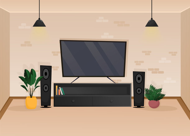 客厅在平面风格的卡通图片下载