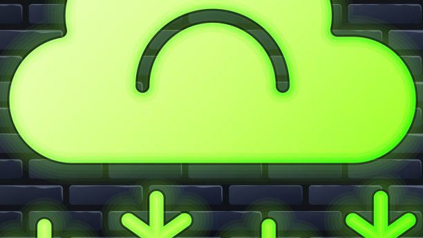 发光的霓虹灯云与雪图标孤立上图片下载