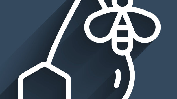 白线蜜蜂与蜂窝图标隔离图片下载