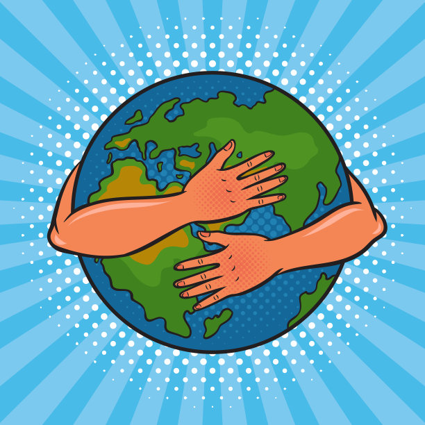 地球拥抱漫画流行艺术图片下载