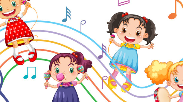 白底乐器女孩图片下载