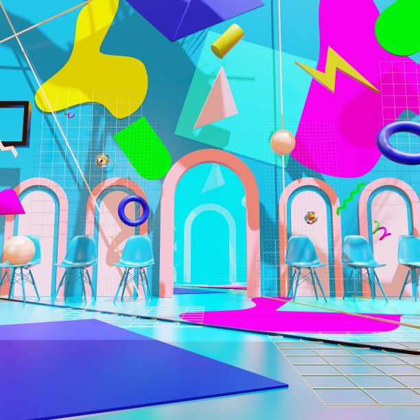 椅子粉彩孟菲斯风格图片下载