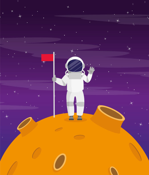 在未知的红色星球上的宇航员。图片下载