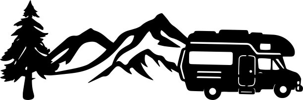 车轮上的房子矢量，剪贴画，黑色和白色图片下载