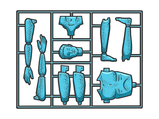 人类玩具构造设定彩色草图图片下载