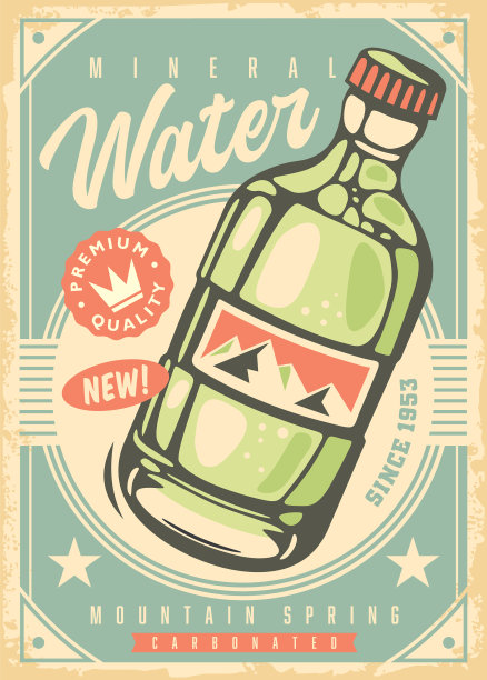 矿泉水复古海报图片下载