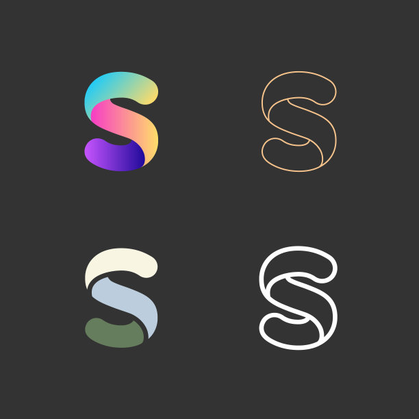 向量收集标志从4个字母s应用程序图标设计模板。向量标识设计。图片下载