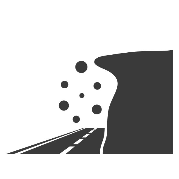 落石与山的道路字形图标孤立在一个白色背景。矢量插图。图片下载