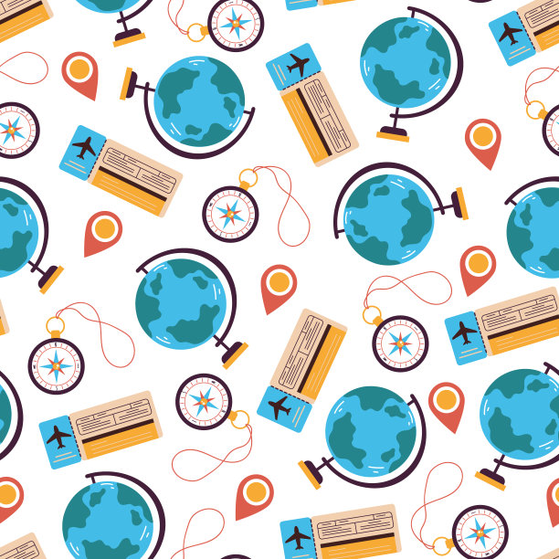 旅行旅行度假冒险无缝图案设计图形元素插图图片下载