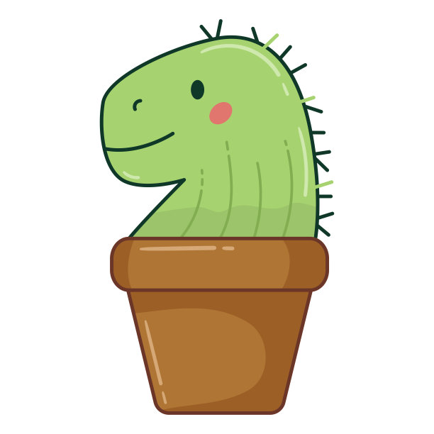 可爱的恐龙仙人掌在花盆里。图片下载
