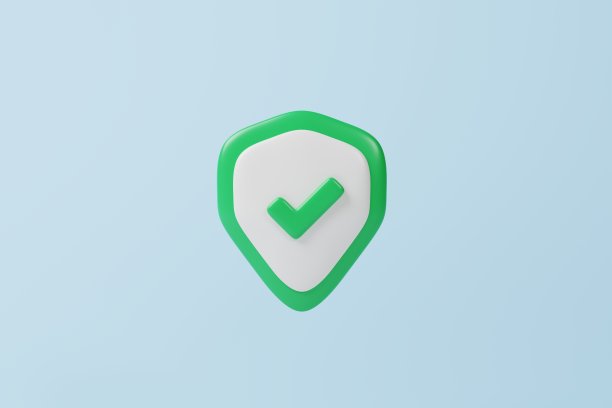 蓝色背景上的防护盾安全图标。互联网安全、信息安全理念。三维渲染图片下载