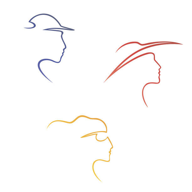 一套美丽的女人剪影。一条线的轮廓。图片下载