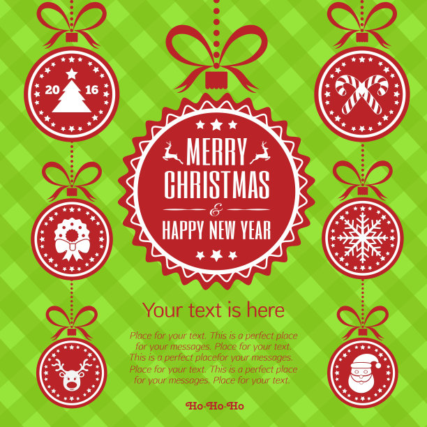 节日彩球新年圣诞节贺卡矢量素材图片下载