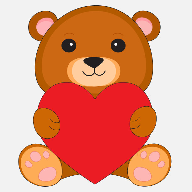 泰迪熊与心脏矢量插图图片下载