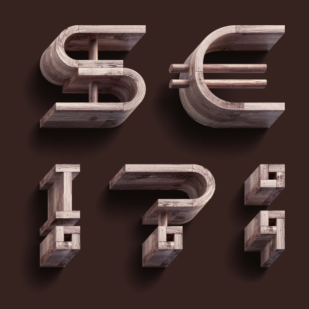 3d渲染复古木制字体。图片下载