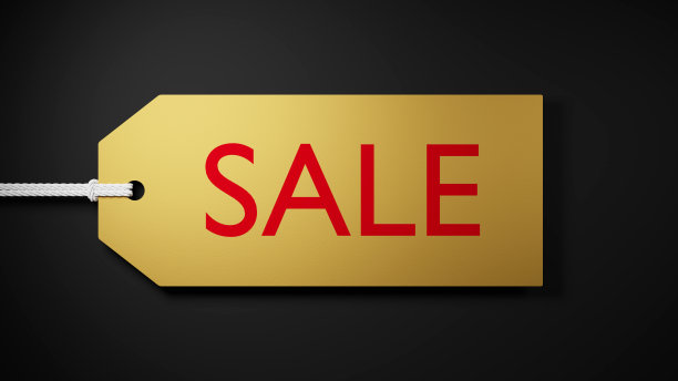 黑色背景的标签写着SALE。金标记。图片下载