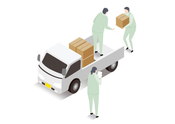 等距_承运人包装纸板到卡车插图图片下载