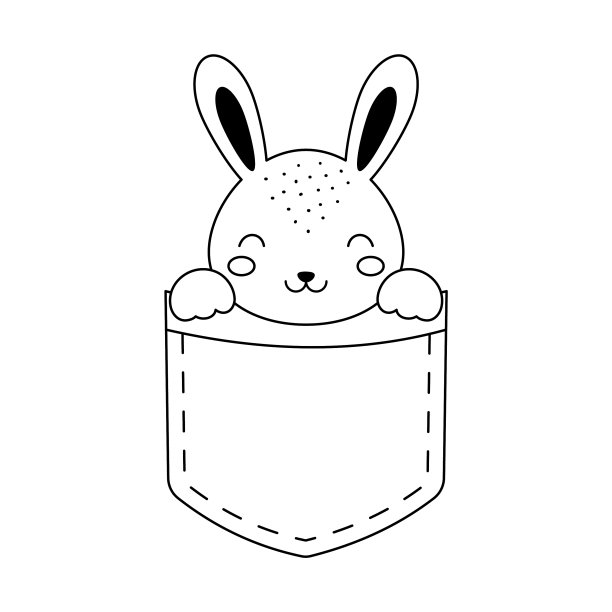 可爱的兔子坐在口袋动物的脸图片下载