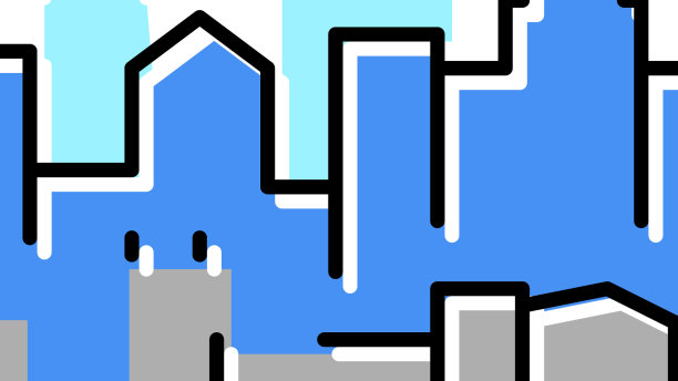 纽约天际线彩色图标图片下载