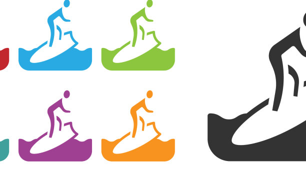 黑色冲浪板图标孤立在白色背景图片下载