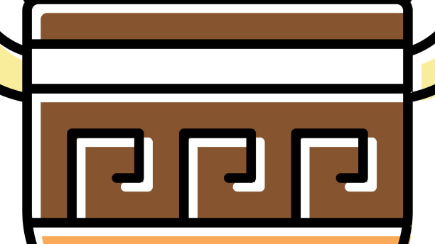 双耳罐古希腊彩色图标图片下载