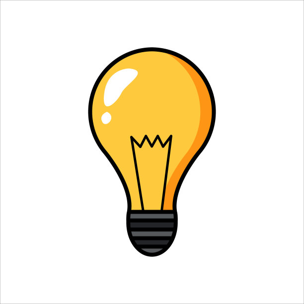 黄色灯泡的扁平部分图片下载