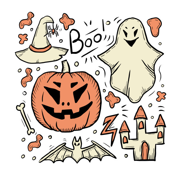 万圣节涂鸦元素集合图片下载