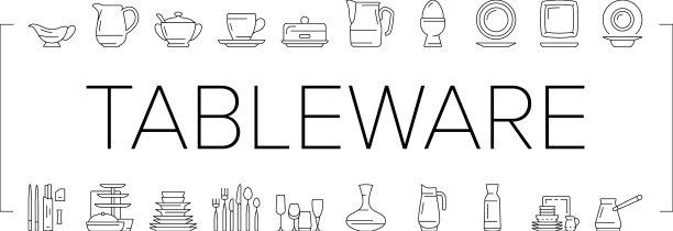 用于宴会或晚宴的餐具图标设置图片下载