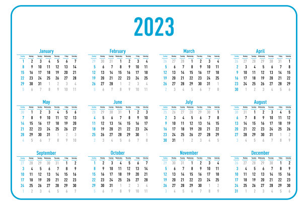 白底2023年日历。矢量图图片下载