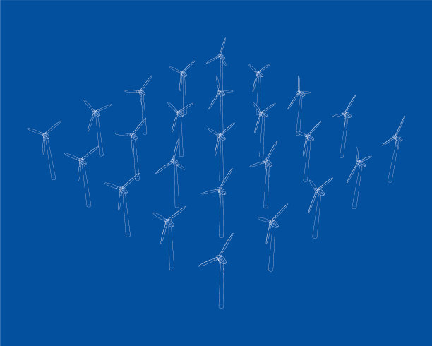 风力涡轮机的3d渲染图片下载