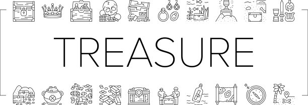 珍宝黄金珠宝在胸部图标设置图片下载