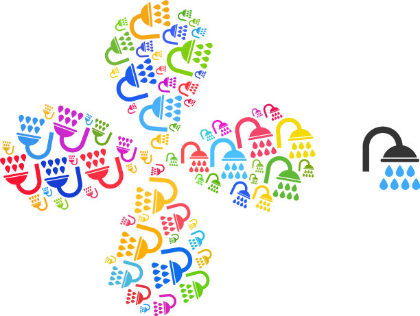 淋浴图标多彩色卷曲旋转图片下载