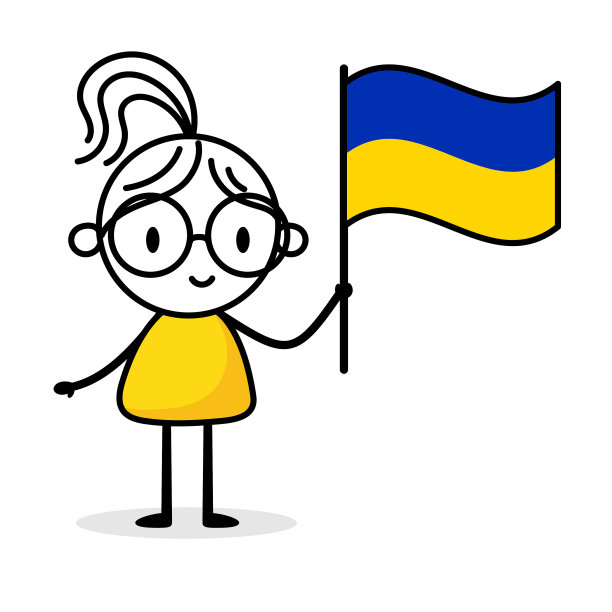 高举乌克兰国旗的妇女被隔离在白色图片下载