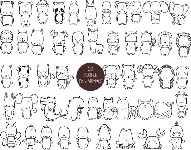 50只动物卡通大收藏装饰图片下载