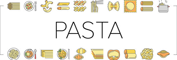 意大利面美味佳肴烹饪图标集图片下载