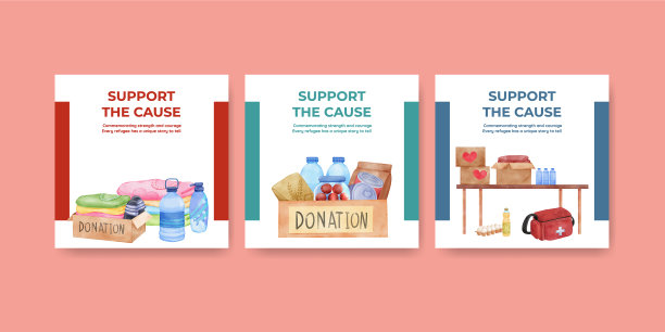 人道主义援助难民的横幅模板图片下载