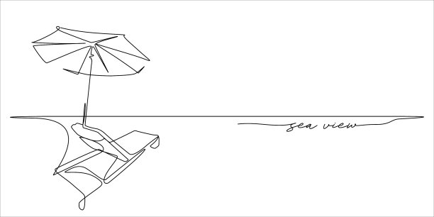夏季概念线艺术以海景文字为一种图片下载