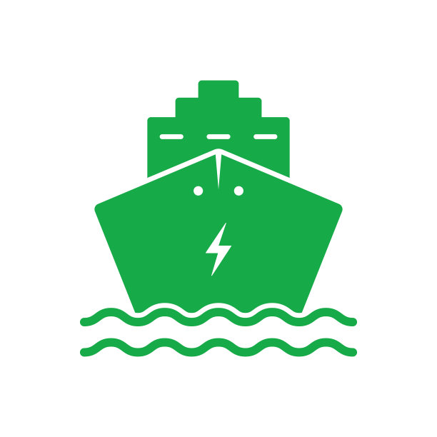 电船剪影绿色图标电货物图片下载