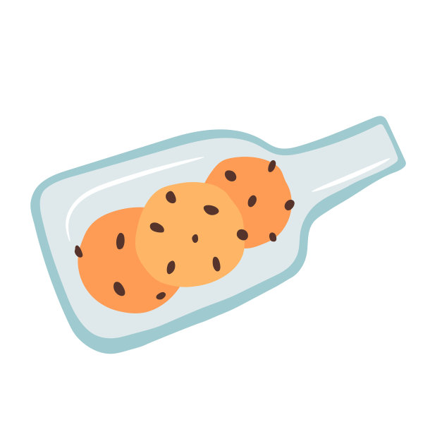 巧克力饼干在玻璃盘子上手绘图片下载