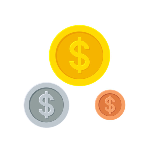 三美元硬币，金，银，铜图片下载