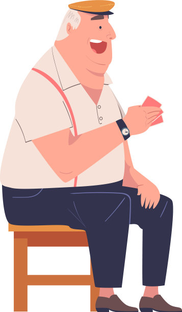 老年男子角色打牌游戏坐图片下载