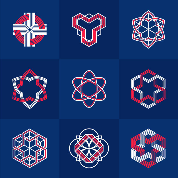 交织的线条复古风格的图标收集图片下载