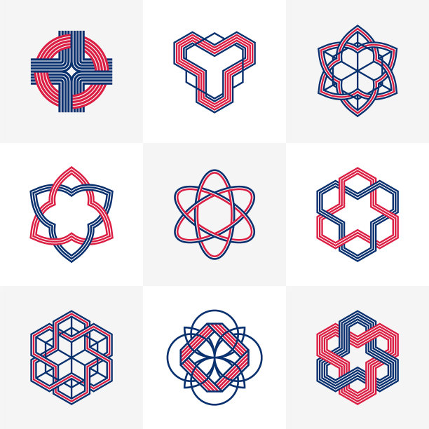 交织的线条复古风格的图标收集图片下载