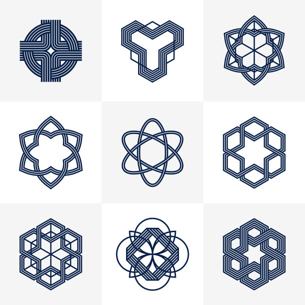 交织的线条复古风格的图标收集图片下载