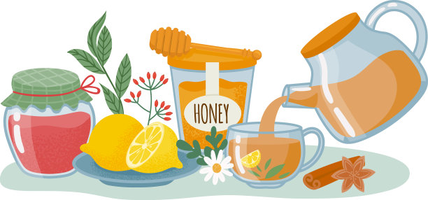 茶饮概念柠檬蜂蜜杯果酱图片下载