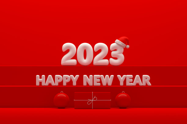 2023圣诞新年产品展示楼梯裙台红色背景图片下载