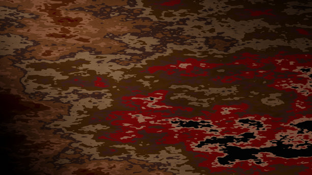 生锈的墙结构。带锈的金属图案。抽象图案与形状的黑色，红色和橙色斑点。图片下载