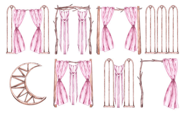 水彩婚礼套拱门图片下载