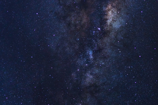 繁星点点的夜空，布满星星的银河系和宇宙中的太空尘埃，长曝光照片，带有纹路。图片下载